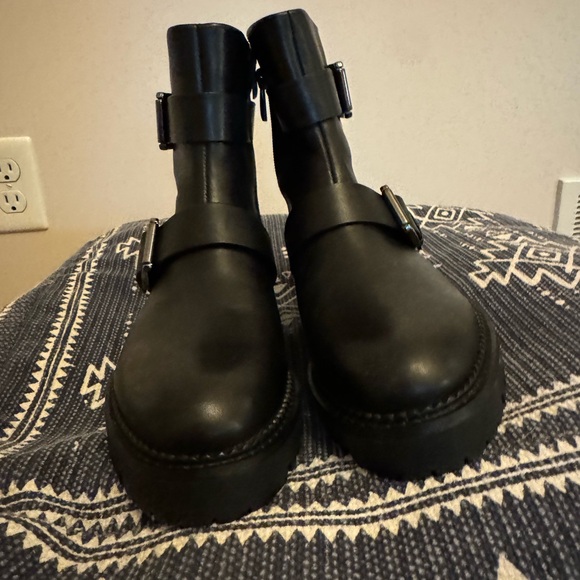 NWOT NORDSTROM Black Macombs Water Resistant Leather MOTO Boots size 7 - Picture 7 of 12